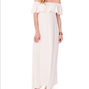 Ingrid & Isabel Off-Shoulder Cream Maxi Dress